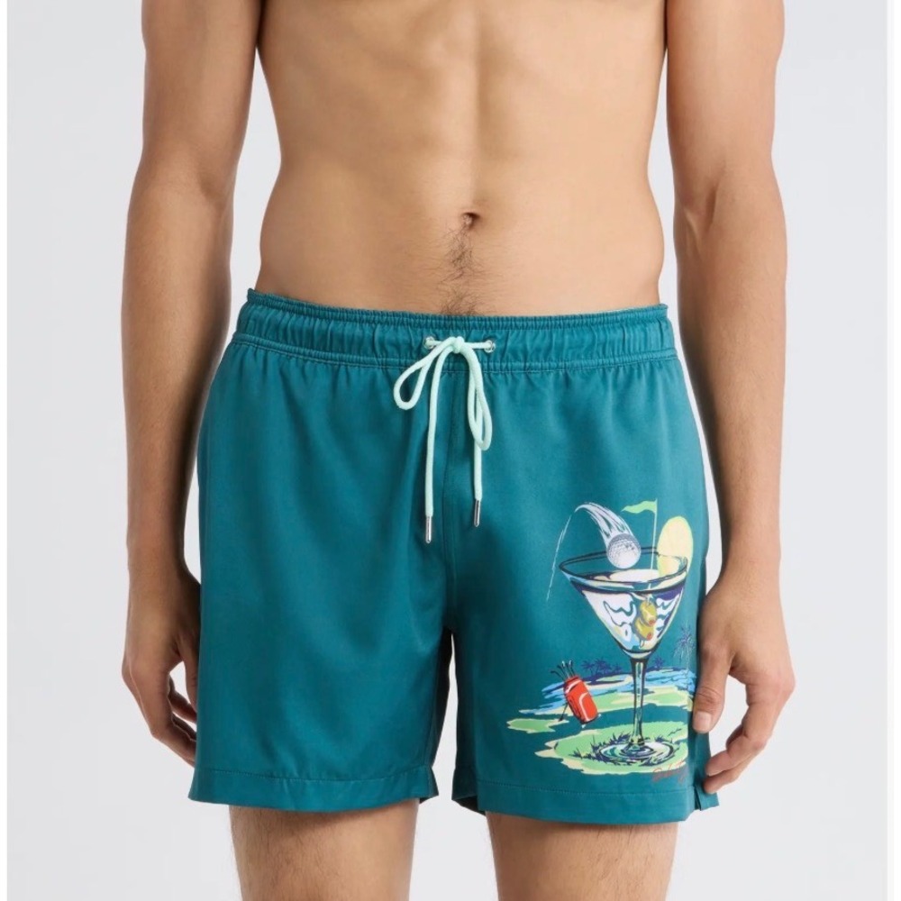 Robert Graham Mens Golf Martini Swim Trunks Teal Stretch Board Shorts XL NEW $98
